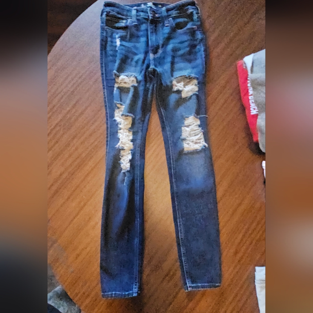 Hollister Dark Blue Distressed Skinny Jeans